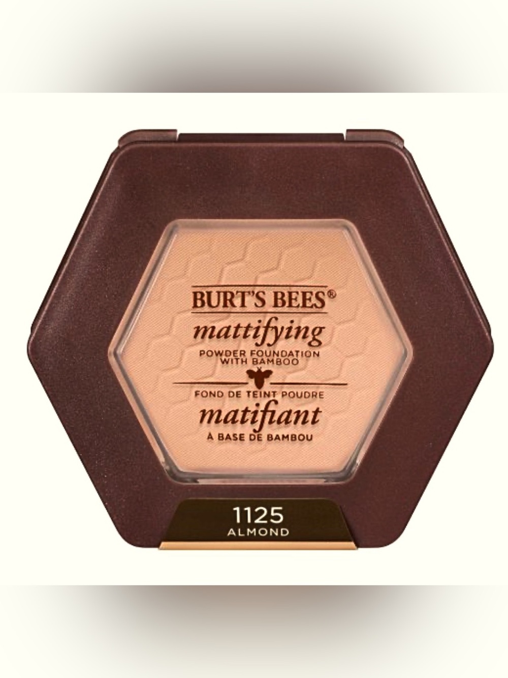 🆕 Burt's Bees Mattifying Powder Foundation in Almond - Brown & Beige Compact